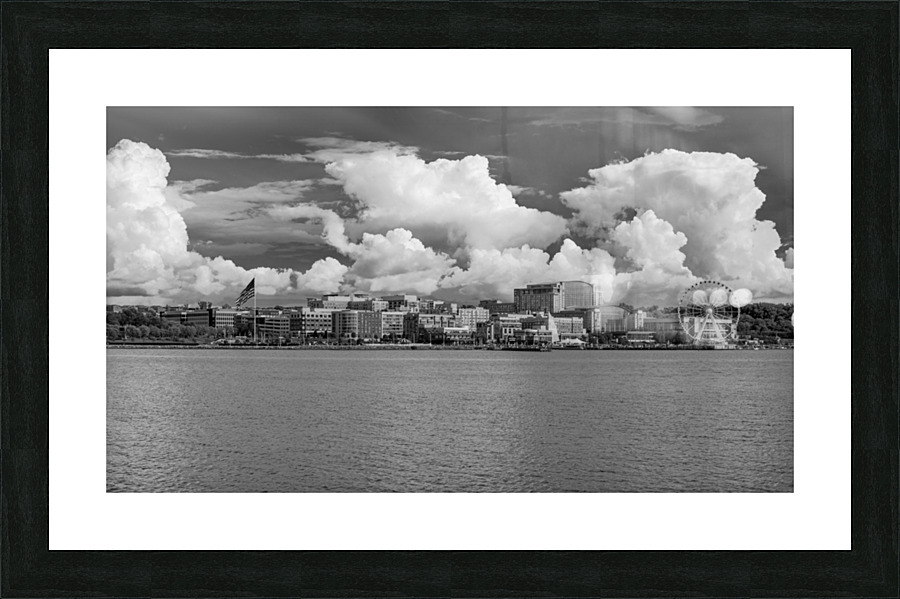 Dramatic monochrome panorama of National Harbor near Washington  Picture Frame print