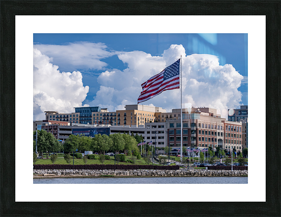 USA Flag flying at National Harbor in Maryland near Washington D Impression et Cadre photo