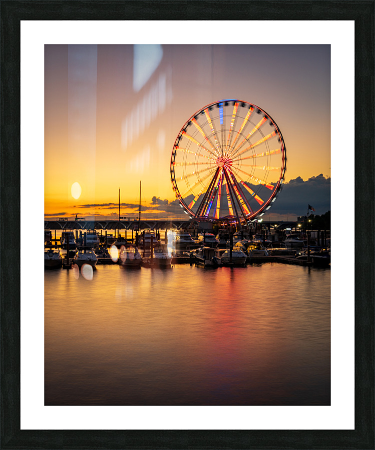 Ferris wheel at National Harbor at sunset Picture Frame print
