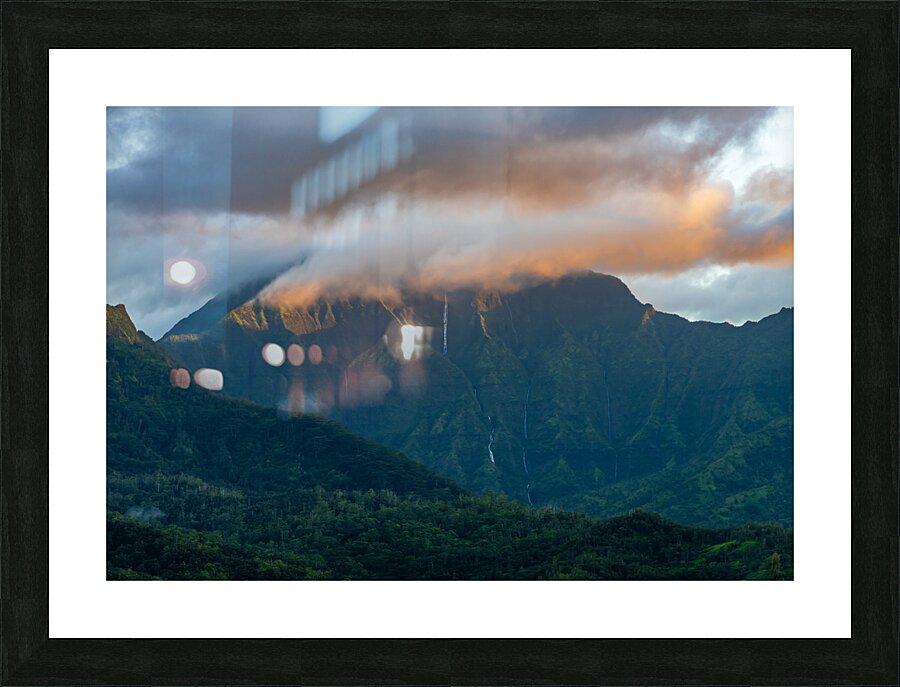 Sunset over the mountains of Hanalei Bay Picture Frame print