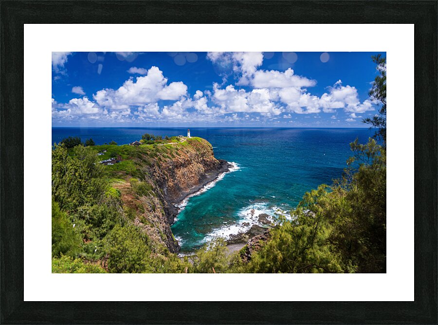 Kilauea lighthouse on headland against blue sky on Kauai Impression et Cadre photo