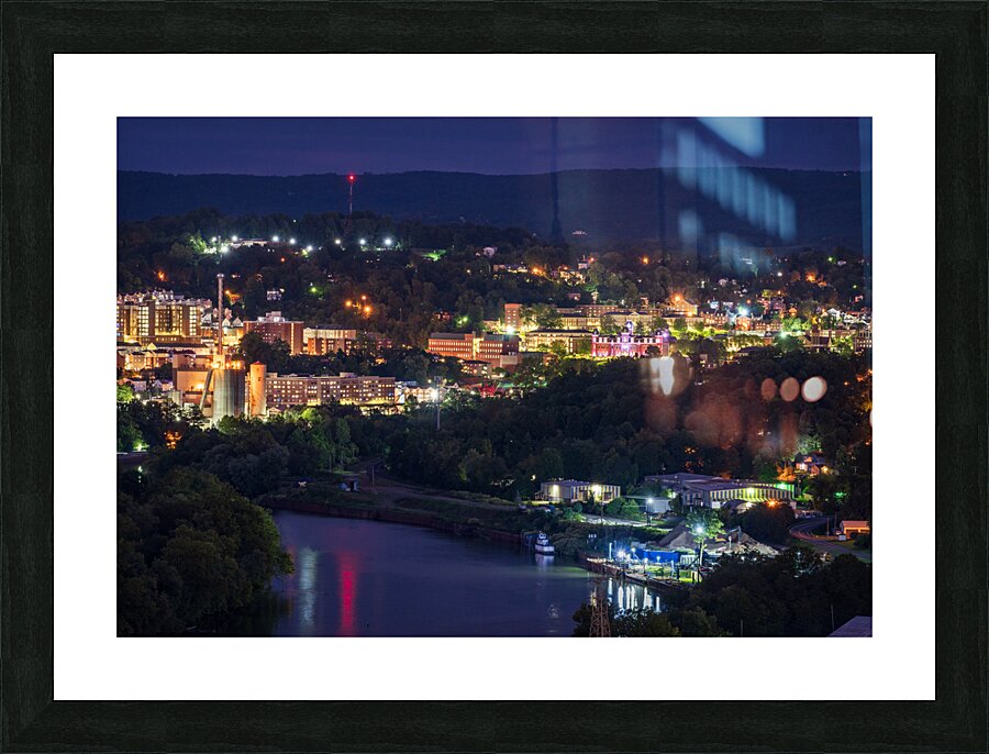 Downtown campus of West Virginia university at nightfall Picture Frame print