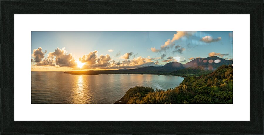 Aerial panorama of Lumahai Beach on the north shore of Kauai Picture Frame print