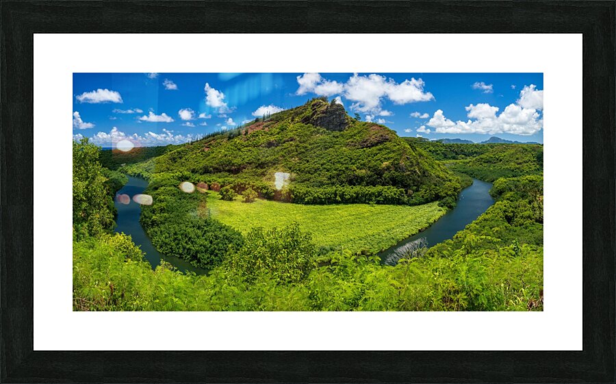 Wailua River bends around a meadow on Kauai Picture Frame print