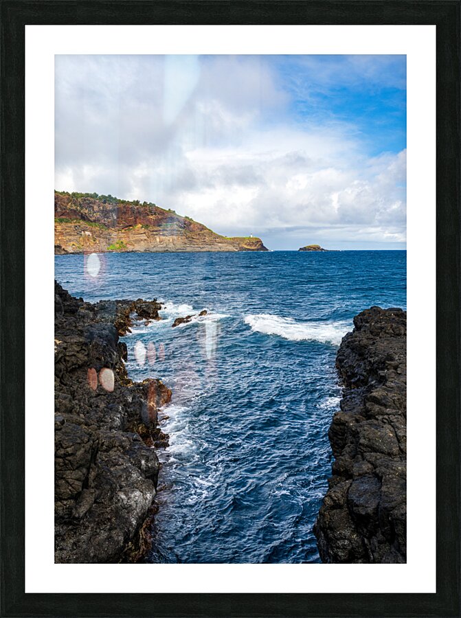 Kilauae lighthouse on headland seen from Mokolea Point Picture Frame print