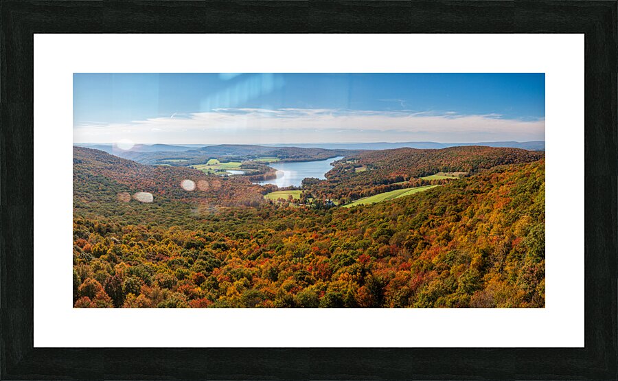 View of the fall colors of Pennsylvania to High Point Lake Picture Frame print