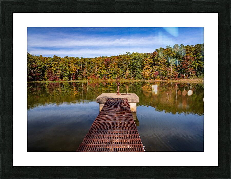 Fall leaves and metal pier in Coopers Rock State Forest in WV Impression et Cadre photo