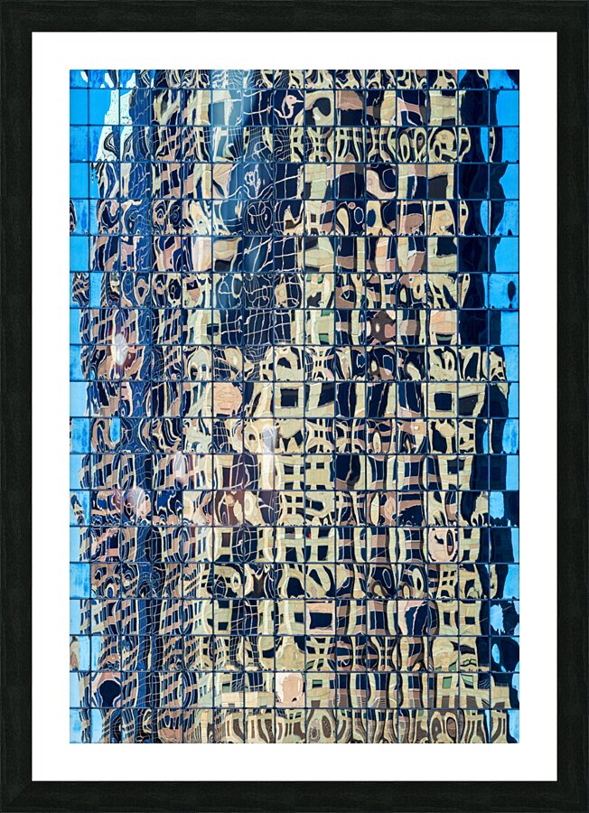 Complex reflections of a modern skyscraper in St Louis  Picture Frame print