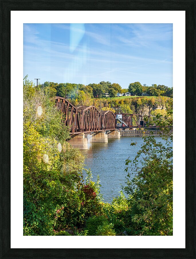 Historic rail bridge between Dubuque Iowa and East Dubuque Picture Frame print