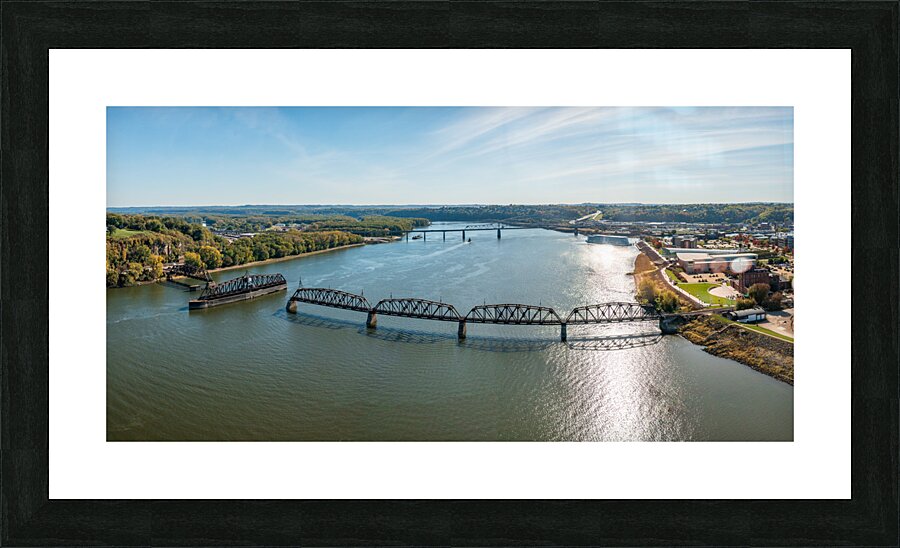 Historic rail bridge between Dubuque Iowa and East Dubuque Picture Frame print