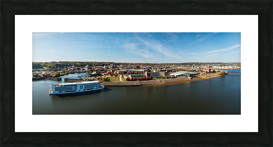 Viking Mississippi river cruise boat docked in Dubuque Picture Frame print