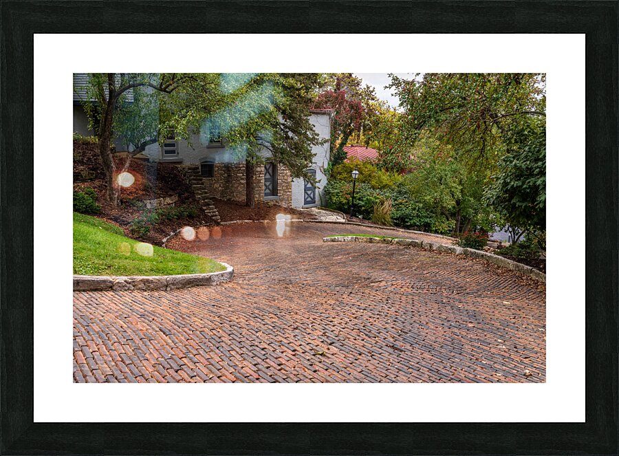Pattern of bricks on Snake Alley in Burlington Iowa Picture Frame print
