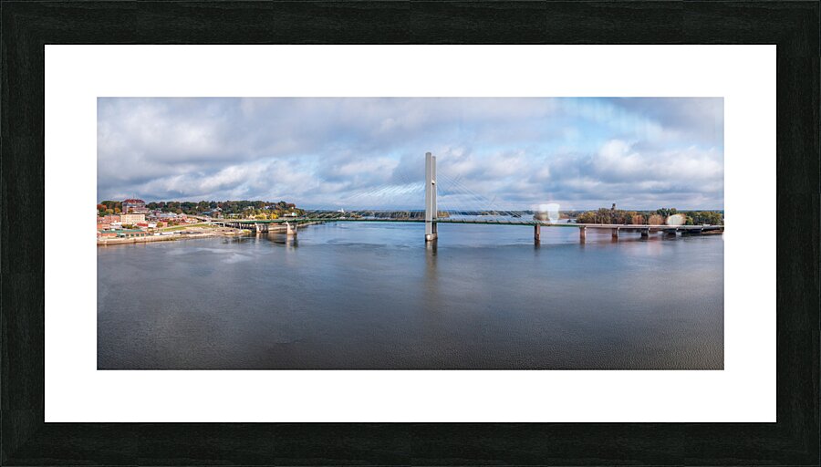 Modern suspension bridge from Burlington Iowa to Illinois Picture Frame print