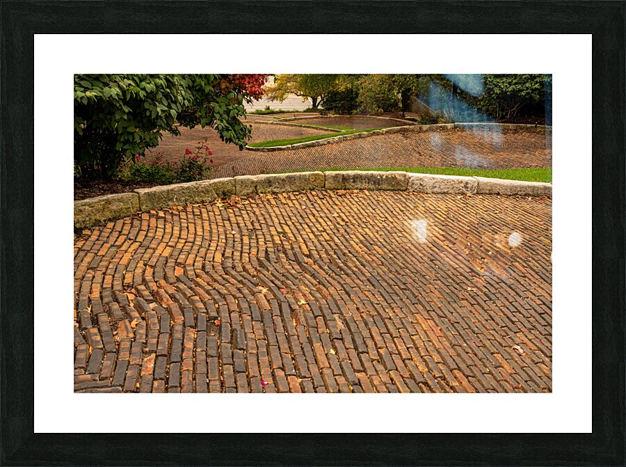 Pattern of bricks on Snake Alley in Burlington Iowa Picture Frame print