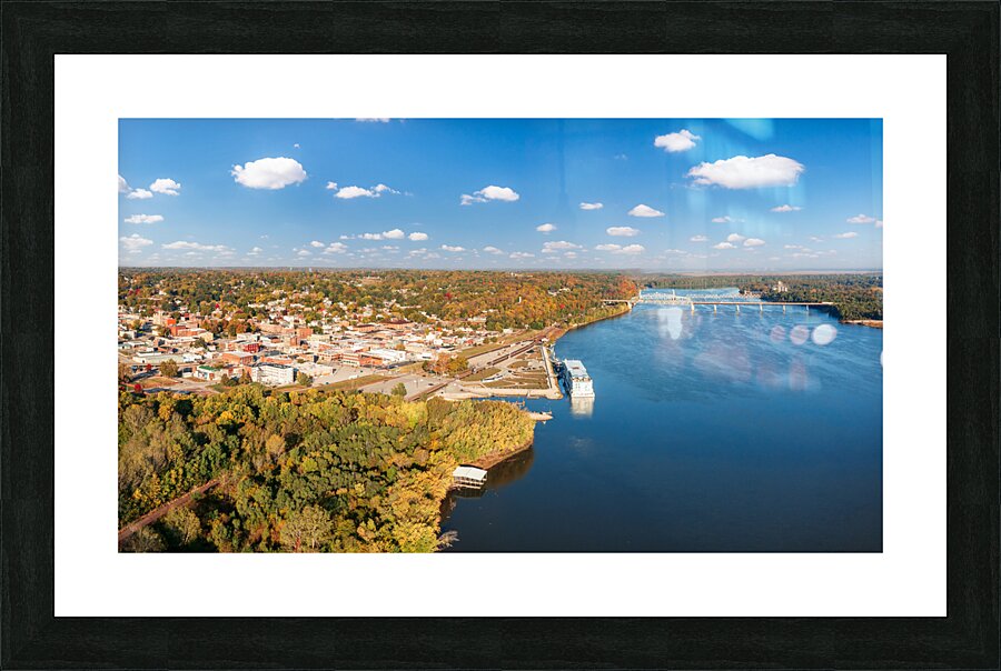 Townscape of Hannibal in Missouri from Lovers Leap overlook Picture Frame print