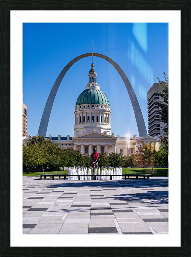Dome of Old Courthouse in St Louis Missouri with statue in fount Picture Frame print