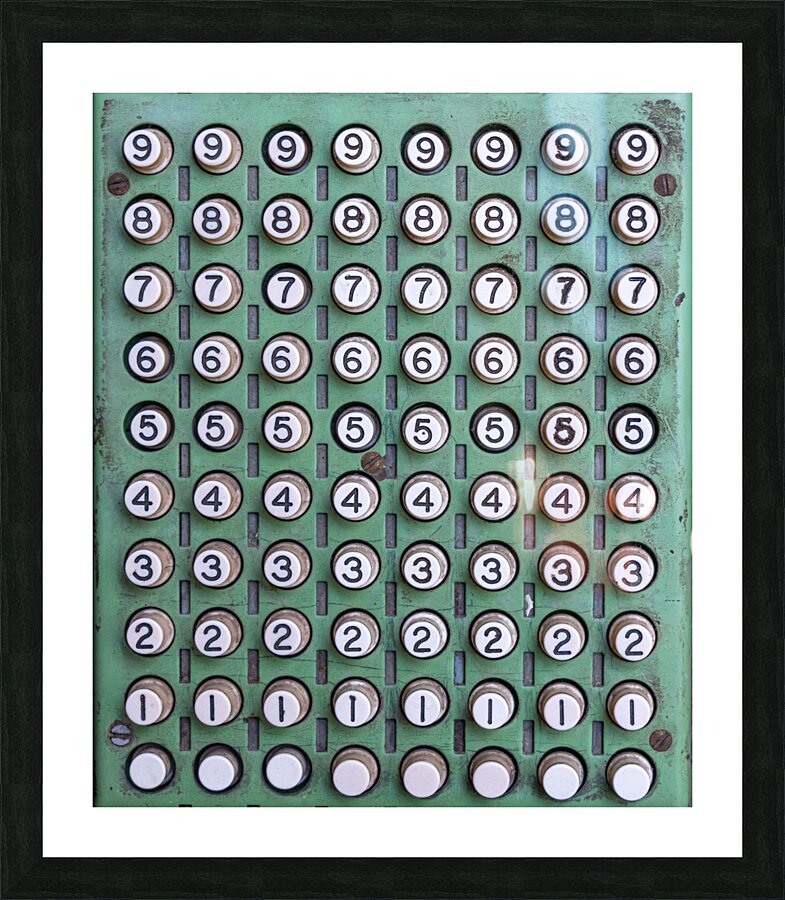 Keys of antique mechanical accounting or counting machine Picture Frame print