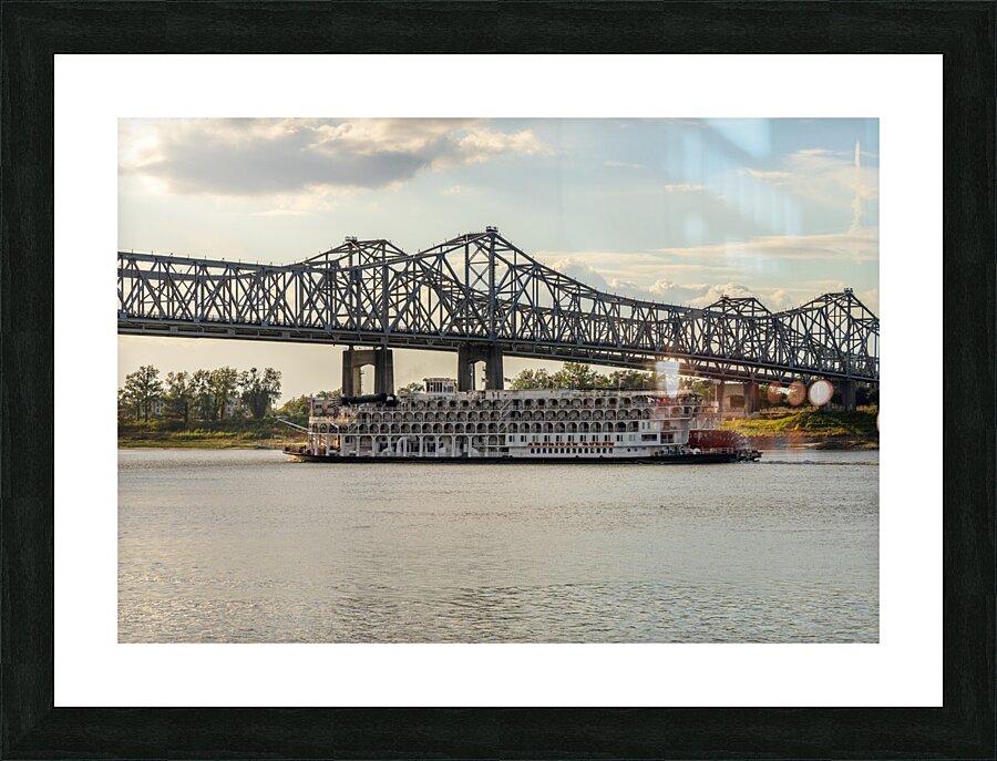 Paddle Steamer American Queen departs from Natchez Mississippi Picture Frame print