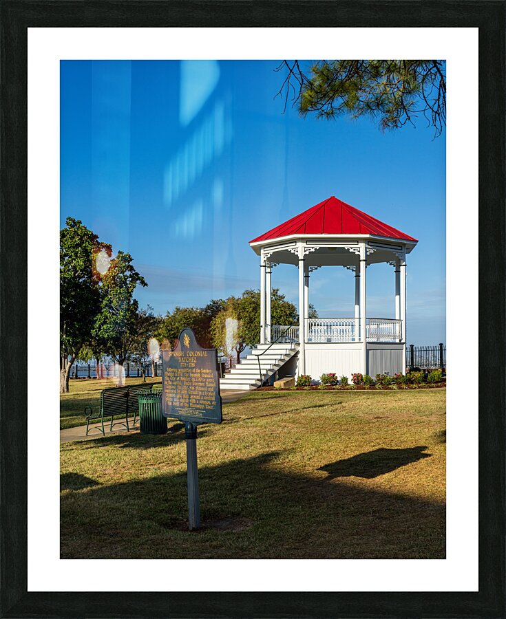 Townscape of Natchez in Mississippi with old bandstand Picture Frame print
