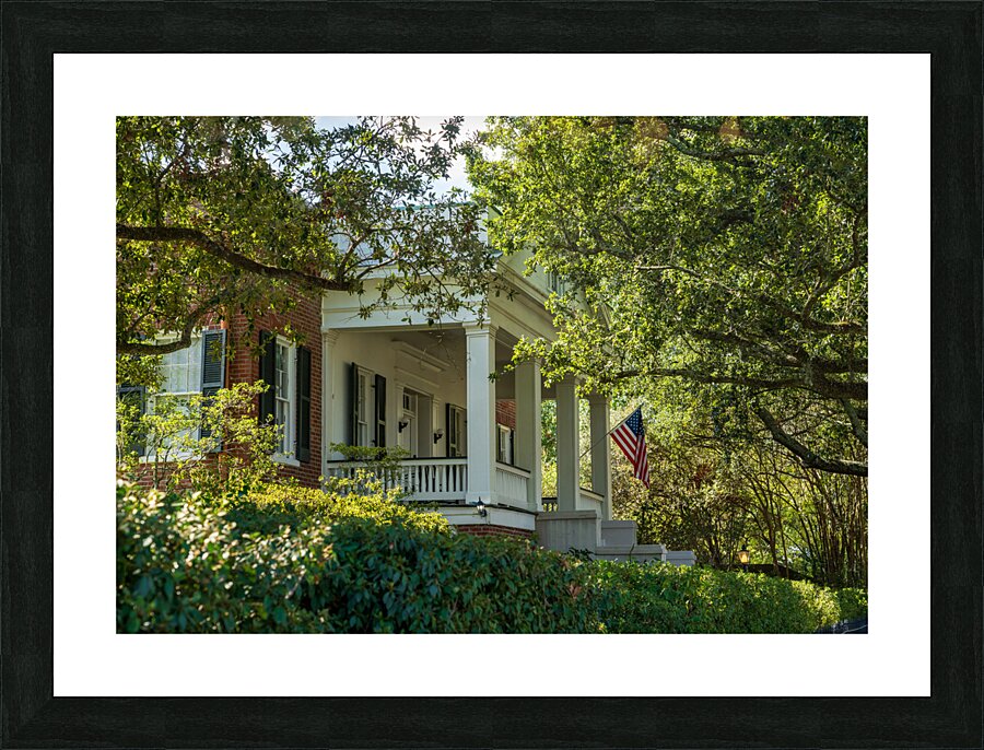 Facade of antebellum home in Natchez in Mississippi Picture Frame print