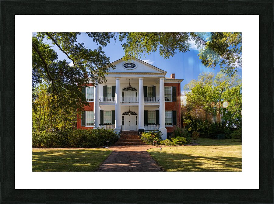 Facade of antebellum home in Natchez in Mississippi Picture Frame print