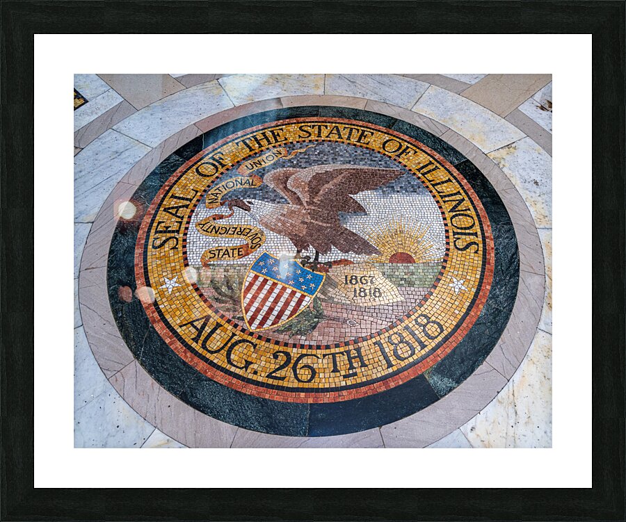 Great Seal of Illinois in memorial for the Vicksburg siege in Mi Picture Frame print