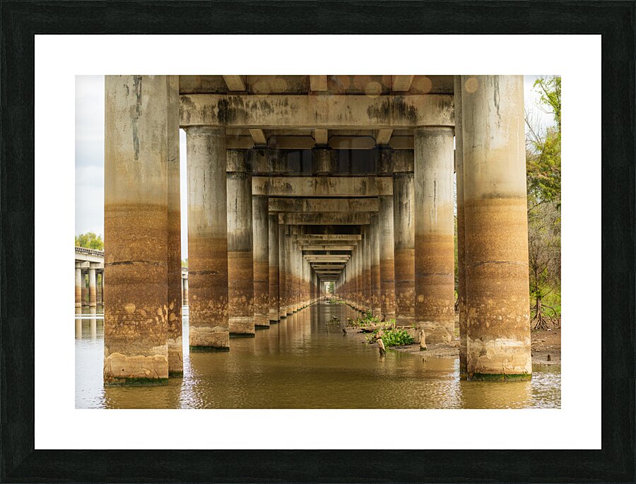 Supporting pillars of I-10 bridge above Atchafalaya basin in Lou Picture Frame print