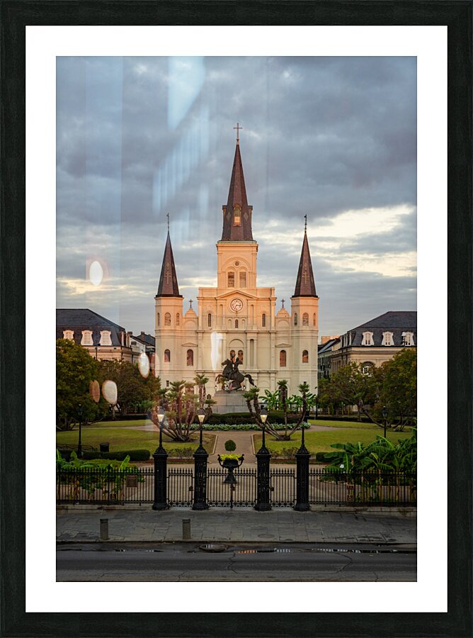 Sunrise on Cathedral Basilica of Saint Louis in New Orleans LA Picture Frame print