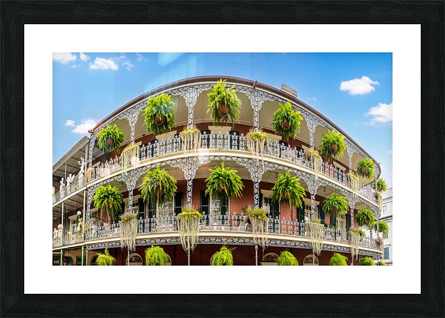 Traditional wrought iron balcony on Royal Street New Orleans hou Picture Frame print