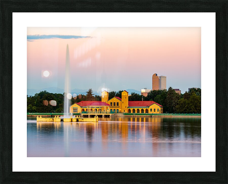 City Park in Denver with boathouse Ferril Lake Picture Frame print