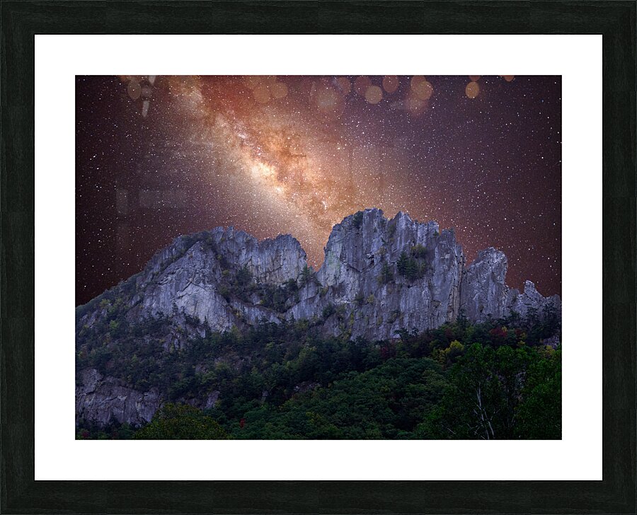 Galaxy over Seneca Rocks in West Virginia Picture Frame print
