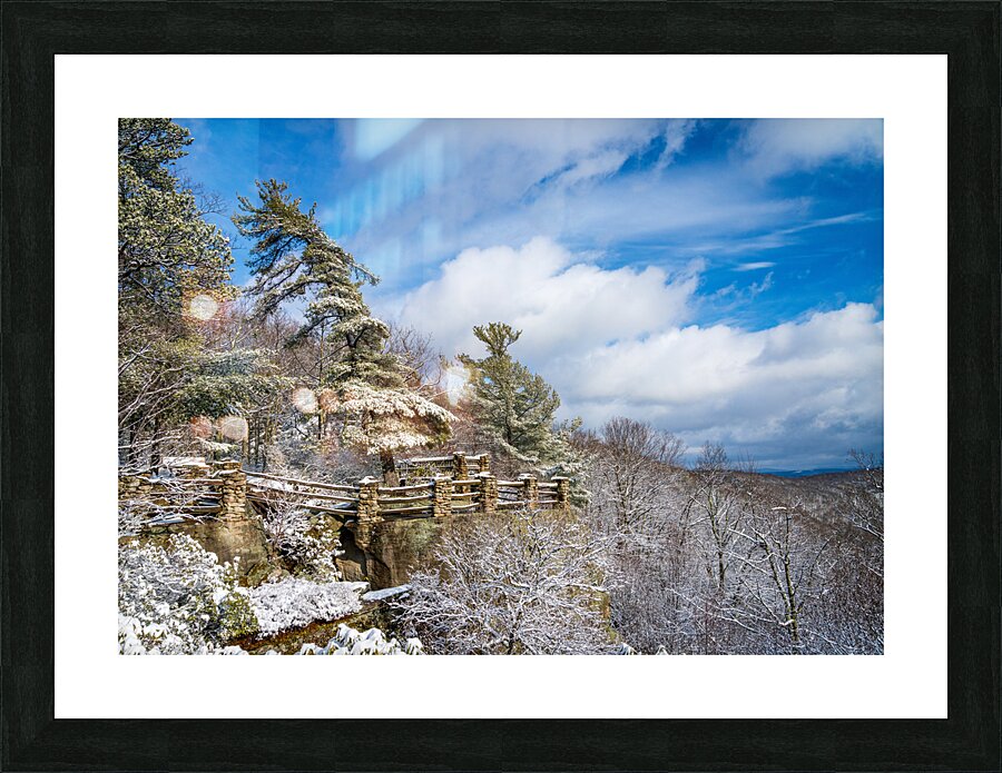 Coopers Rock overlook covered in winter snow near Morgantown Picture Frame print