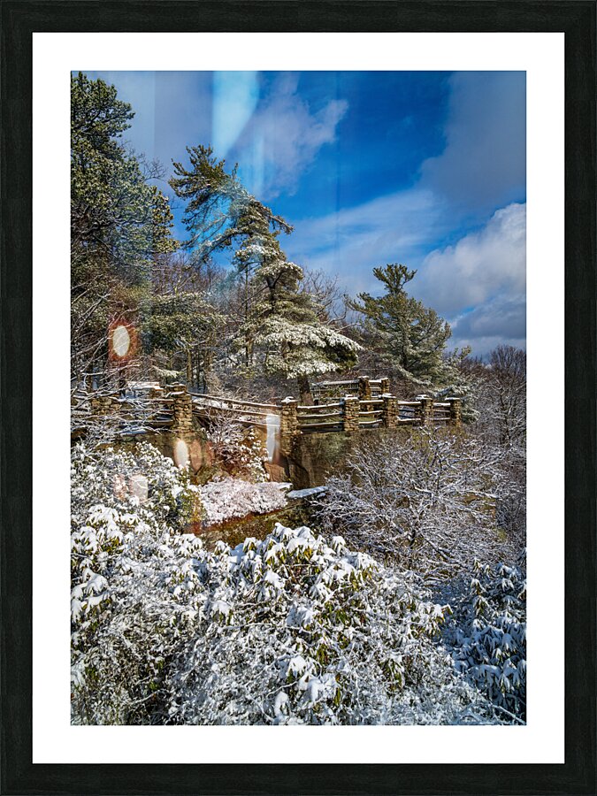 Coopers Rock overlook covered in winter snow near Morgantown Picture Frame print