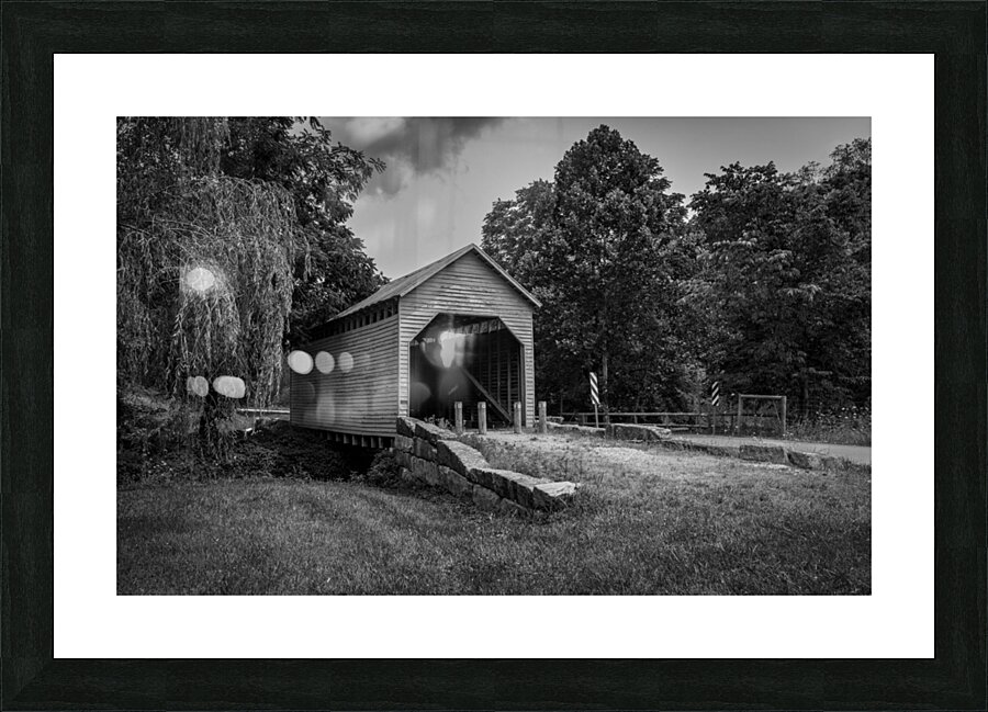 Dents Run Covered bridge near Morgantown WV in monochrome Picture Frame print