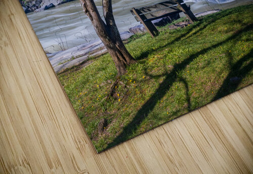 Wooden bench view of Valley Falls on spring morning Steve Heap puzzle