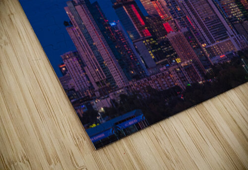 Harvest moon in the Austin skyline at sunset in Texas Steve Heap puzzle