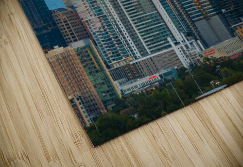 Harvest moon by Google building in Austin skyline Texas Steve Heap puzzle