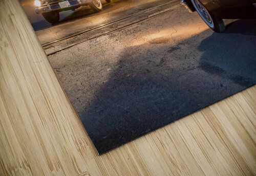 Two vintage cars racing to railroad crossing Steve Heap puzzle