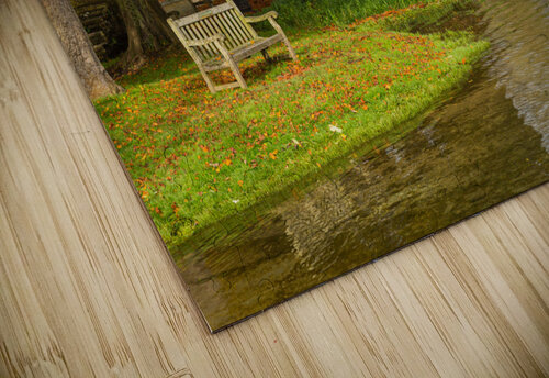 Seat overlooking deep ford in Shilton Oxford Steve Heap puzzle