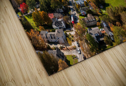 Aerial view of the town of Stowe Vermont in the fall Steve Heap puzzle
