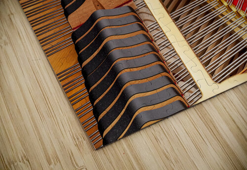 Interior of grand piano with strings Steve Heap puzzle