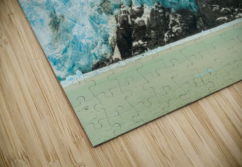 Amalia Glacier towers over large rocks and trees in Patagonia Steve Heap puzzle
