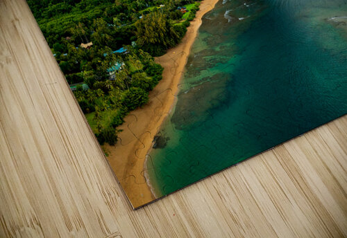 Sunrise aerial view of Tunnels Beach at dawn on Kauai in Hawaii Steve Heap puzzle