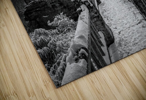 BW Coopers Rock overlook on snow-covered pathway Steve Heap puzzle