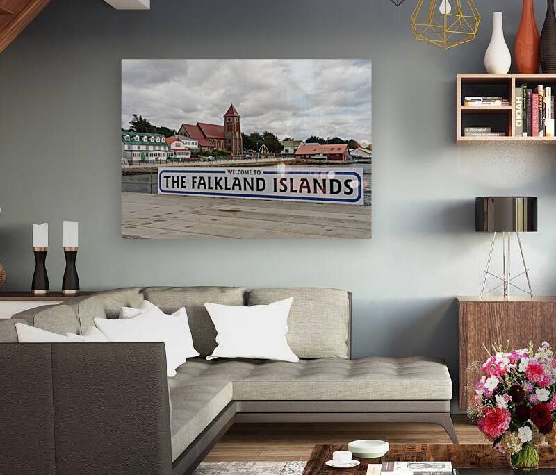 Welcome to Falklands sign in Stanley Falkland Islands Reproduction