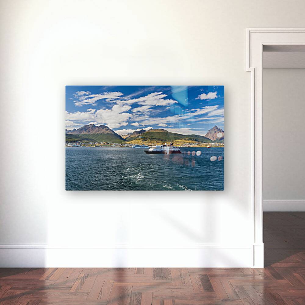 Hebredian Sky expedition cruise ship at anchor in Ushuaia Reproduction