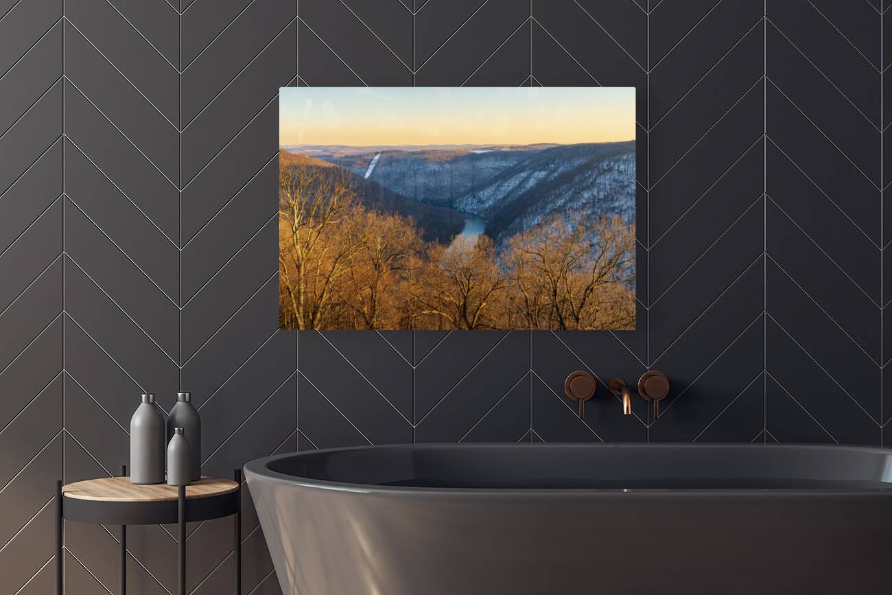 Cheat River Canyon at Coopers Rock on winter afternoon Reproduction