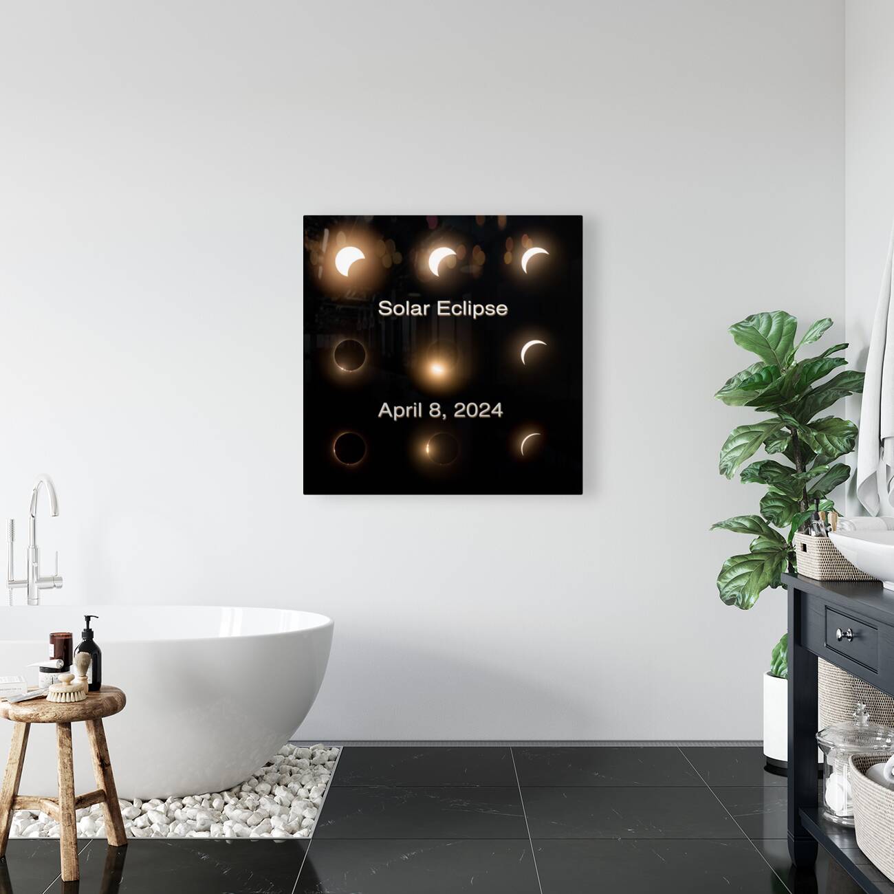 Composite of the stages of 2024 solar eclipse Reproduction