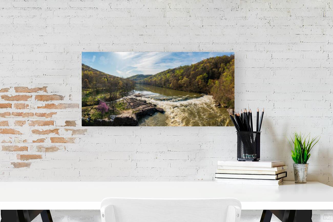 Cascades of flooded Valley Falls on a bright spring morning Reproduction
