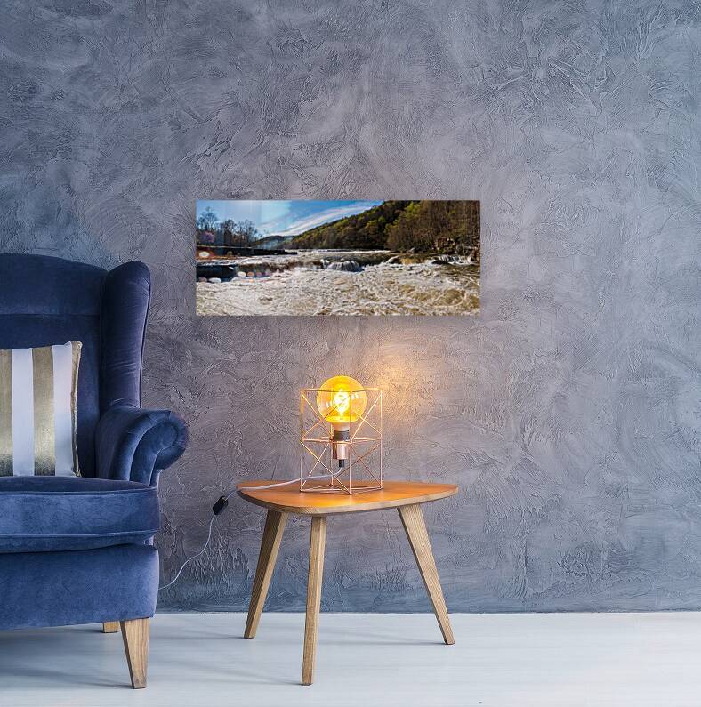 Eye level view of raging flooded Valley Falls near Fairmont Reproduction